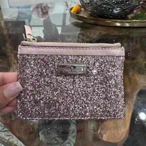 kate spade Pink Glitter Zip Card Holder